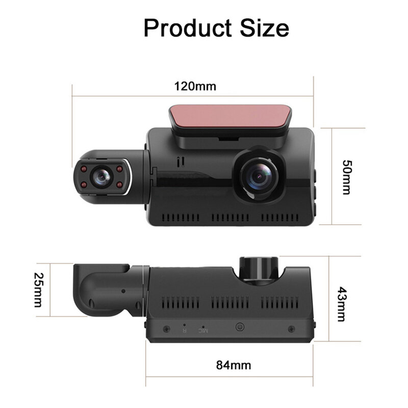 Caméra de tableau de bord à objectif pour touristes, boîte noire, enregistreur vidéo de voiture HD 1080P, vision nocturne WiFi, capteur G, boucle statique, DVR