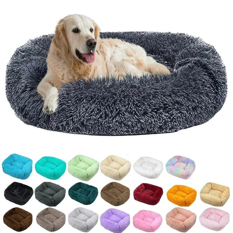 Material lavável do animal de estimação do canil para cães pequenos médios grandes/gatos cama de cão quadrado longo luxuoso camas do cão
