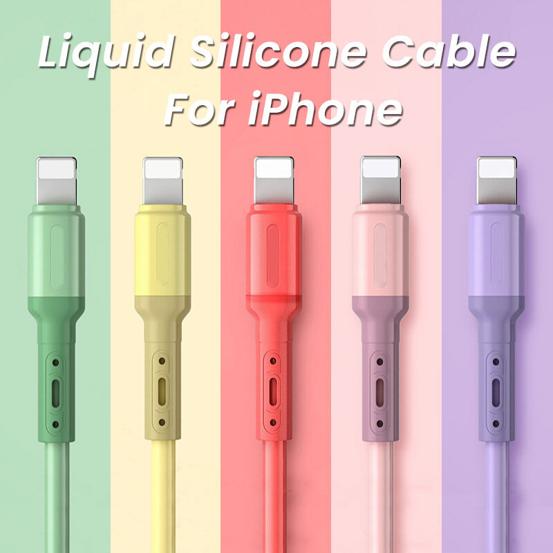 สาย USB สำหรับ iPhone 14 13 12 11 Pro Max Xs X สาย3A Fast สำหรับ iPhone Liquid ซิลิโคน Charger Data Line 2M