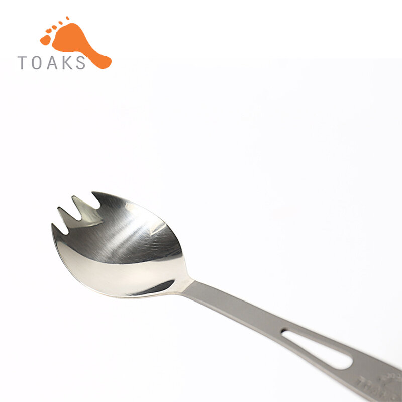 TOAKS-SLV-01 de titanio, cuchara semipulida para Picnic al aire libre y el hogar, vajilla de doble uso, 168mm, 18g