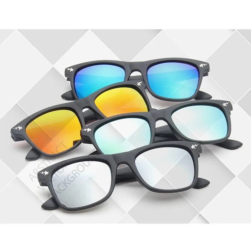 Gafas de sol a la moda para niños y niñas, lentes de sol con espejo cuadrado, diseño de marca, UA400, 2020