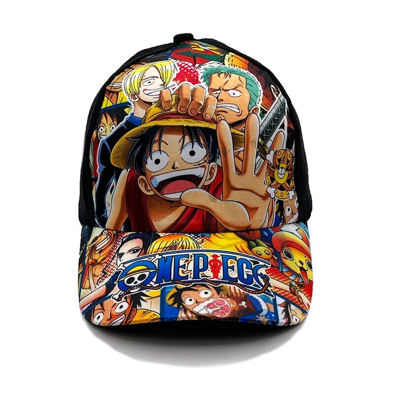 Sombrero de una pieza para niños de 2 a 8 años, gorra de béisbol con estampado de personajes de dibujos animados, snapback de algodón, Luffy, Hip Hop