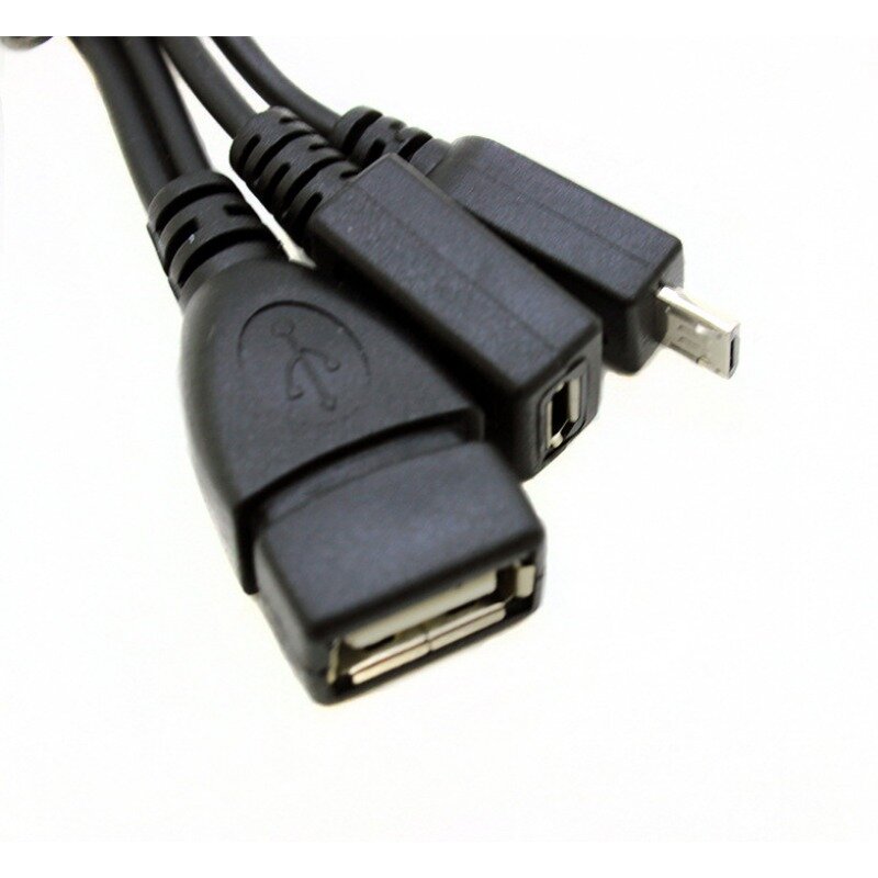 Micro USB Host Power Y Splitter, cabo macho e fêmea, adaptador OTG, 2 em 1, 5 Pin, 1Pc