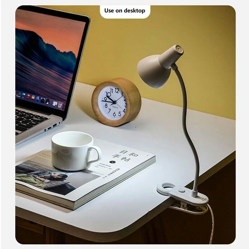 SB Table Lamp Led Desk Lamp Mini LED Reading Light Warm Clip Lamp Brightness Study Lamps Flexible Desktop Light For Book Bed Off