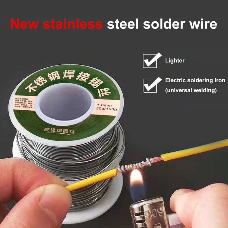 Solder Wire Stainless Steel Welding Tin Wire Solder Soldering Wire Roll Low Melt For Electric And Electronics Solder Parts