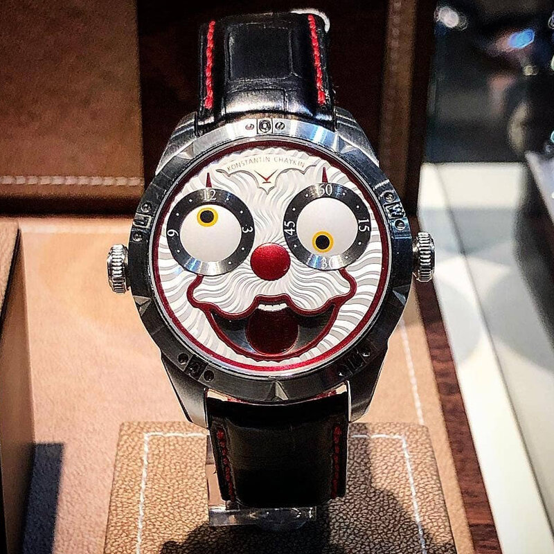 ใหม่สีดำ Vampire นาฬิกาพิเศษแบรนด์เดิม Clown นาฬิกาผู้ชายนาฬิกากลไกหนังหรูออกแบบ Joker นาฬิกา