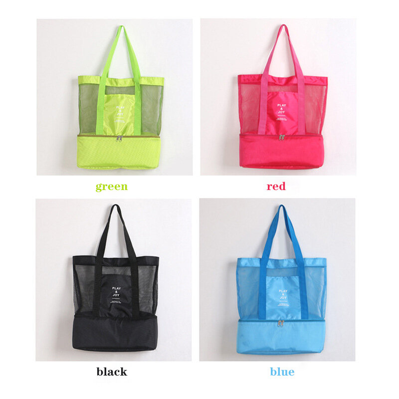 High Capacity Mesh Transparent Bag for Women Double-layer Heat Preservation Large Picnic Beach Outdoor Traveling Fashion Bags