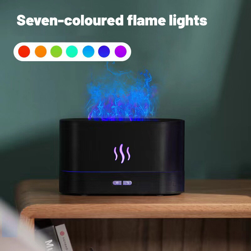 Perfume Humidifier, Ultrasonic air Humidifier With LED Lighting, Simulation Colorful Flame Fragrance Machine, USB Small Househol