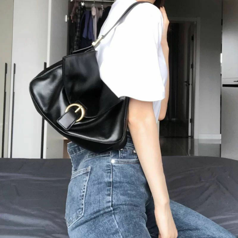 Mbti vintage alta capacidade bolso mujer moda ferrolho preto bolsa de ombro feminina casual crossbody estilo coreano sac a principal femme