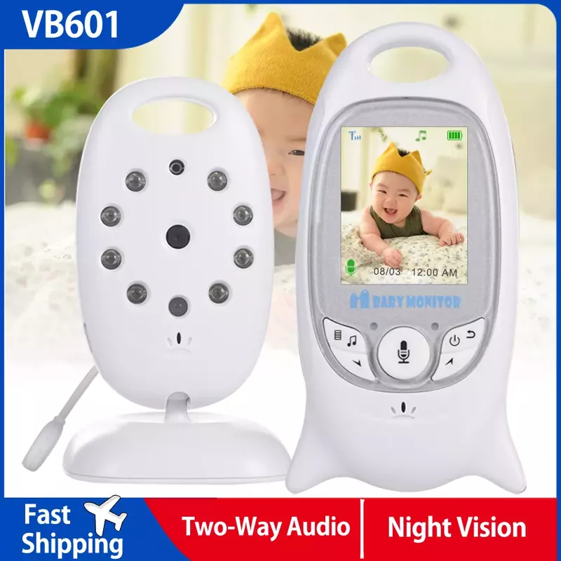 VB601 Wireless Video Baby Monitor telecamera di sicurezza a colori visione notturna a 2 vie monitoraggio della temperatura a LED a infrarossi e 8 ninne nanne