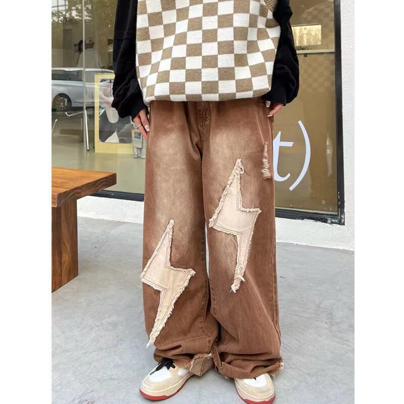 Kobiety w stylu Vintage Streetwear Retro Egirl spodnie Hip hopowe niski wzrost bajki Grunge workowate dżinsy proste gotyckie spodnie Alt Grunge ubrania
