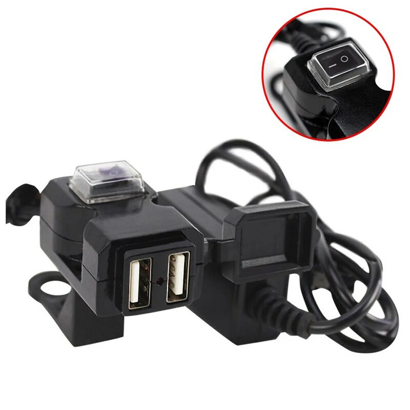 Dual USB Charger For Motorbike Motorcycle Handlebar Port 12V Waterproof 5V 1A 2.1A Adapter Power Supply Socket for Phone Mobile