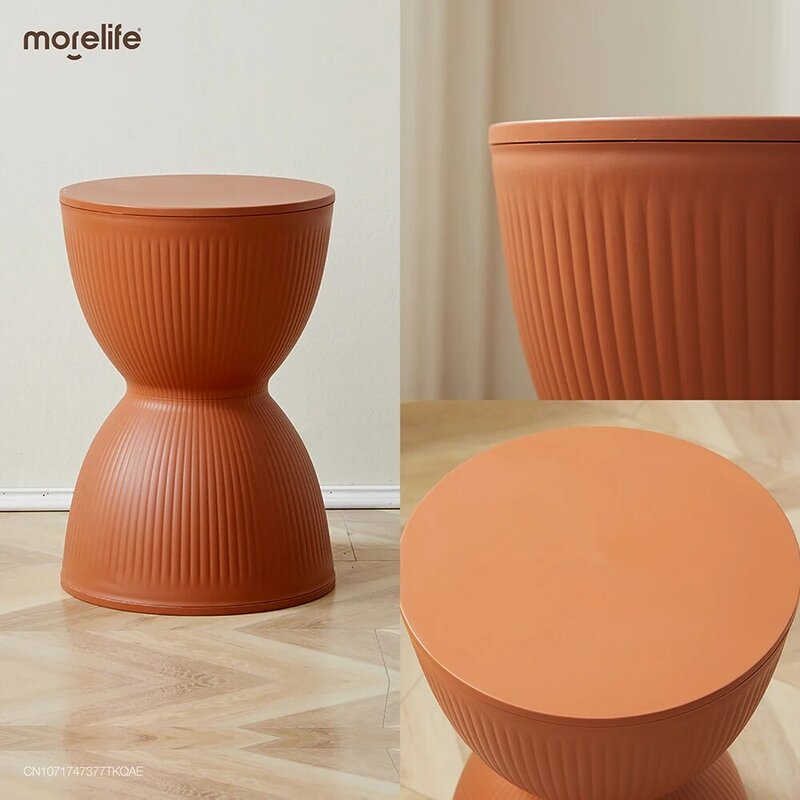 Stołek plastikowy projektant stolik podnóżek kreatywny design klepsydra stolik nocny stolik modne buty do przewijania okrągły stołek