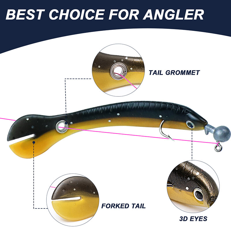 8pcs Soft Lure 10cm 6g Wobbler for Bass/Pike Bionic Loach Bait Simulation Artificial Swimbait Moving Soft Bait for Fish
