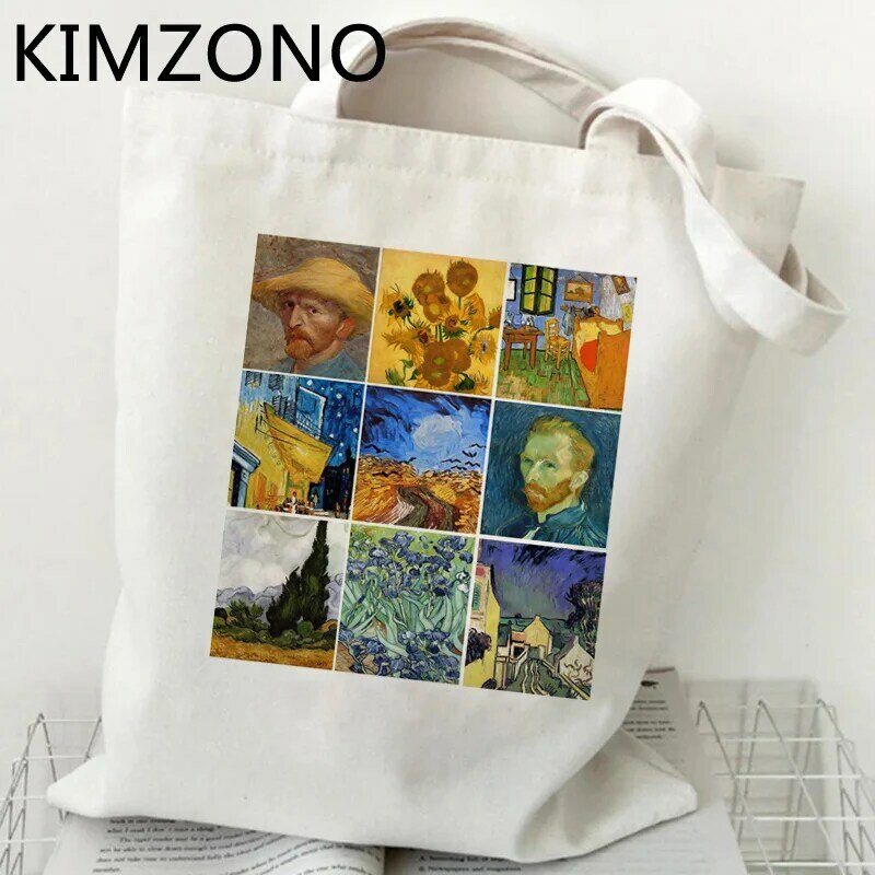 Сумка для покупок Van Gogh, сумка из хлопка и переработанных материалов, сумка для покупок, многоразовая сумка из ткани, сумка для покупок, много...