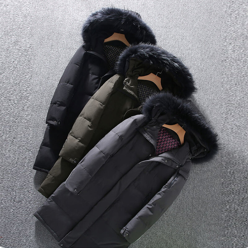 M-5XL Men Winter Down Coat Male Casual Long Parka Overcoat Outdoor Warm Thick White Duck Down Jacket Hooded Puffer Jackets Coat