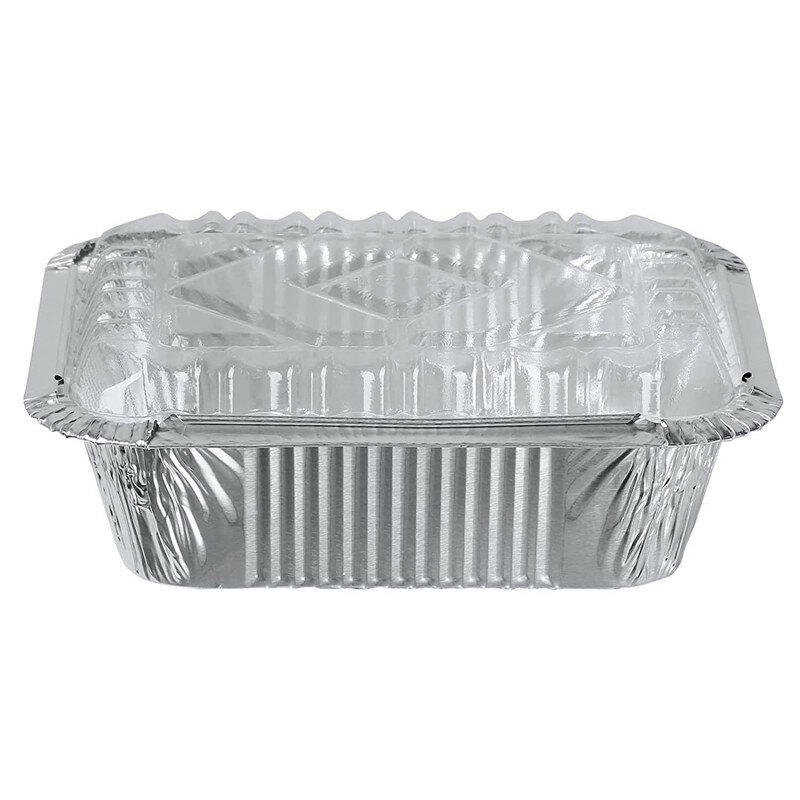 Aluminum Foil Box Roasting BBQ Tray Rectangular Baking Bread Pan Cooking Cake Mold Takeout Food Container with Lids Kitchen Tool