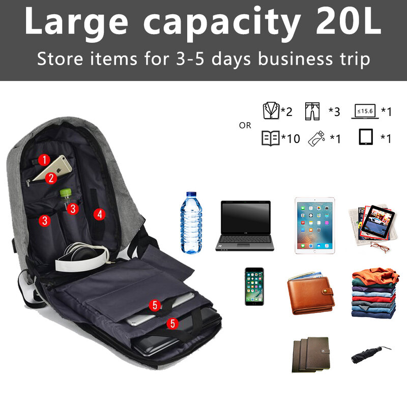 Рюкзак для ноутбука IKE MARTI, водонепроницаемый, черный, школьный, 15,6, с защитой от кражи, 2021