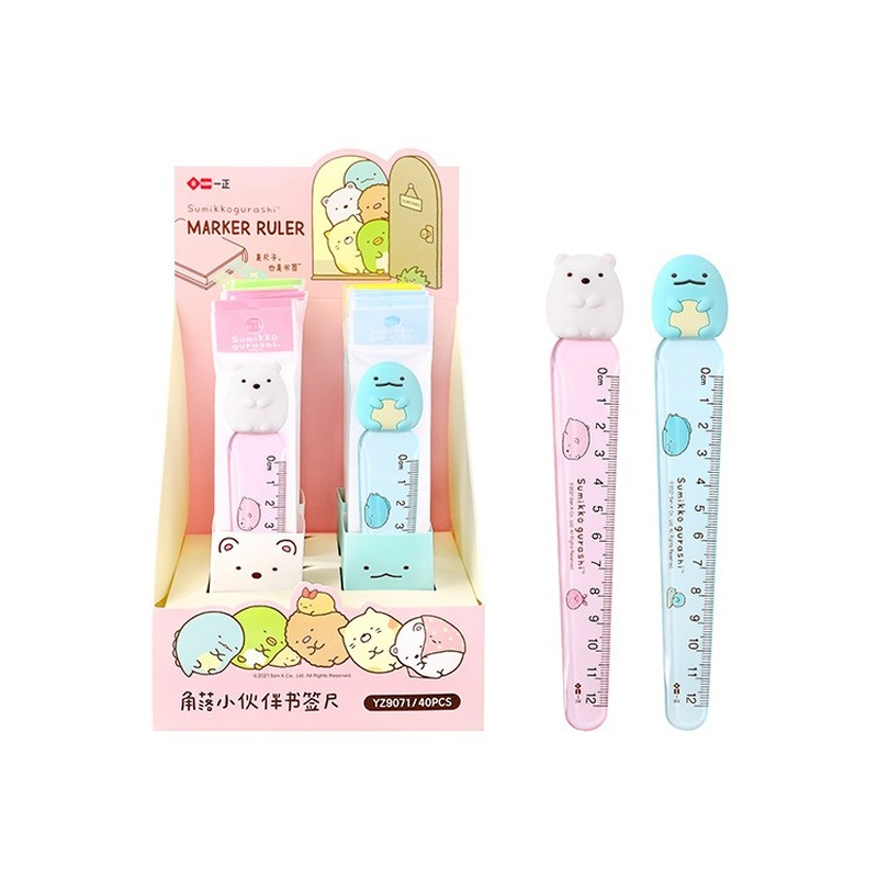12CM Transparent Sumikko Gurashi Bookmark Ruler Cartoon Creative Bear Scale Meter Ruler Kawaii School Supplies Cute Stationery