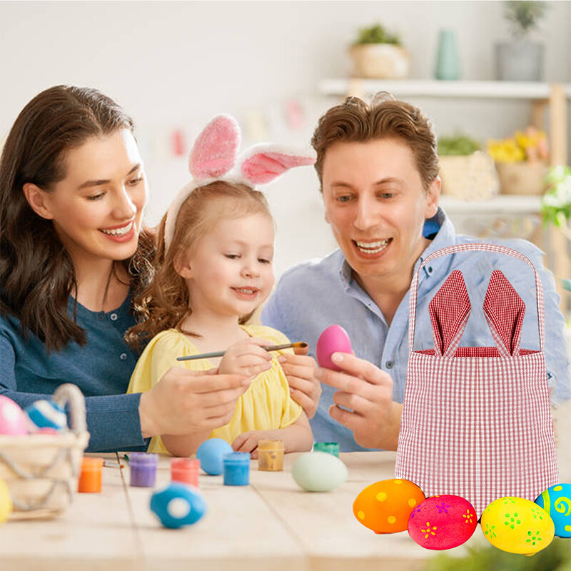 1pcs ใหม่น่ารัก Easter Bunny ตะกร้า Monogram ผ้าใบถังไข่ Candy ตะกร้า Happy Easter PARTY ตกแต่งสำหรับเด็ก Tote กระเป๋า