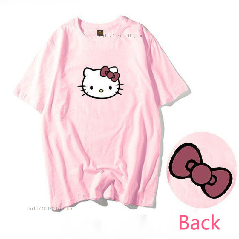 Hello футболка Китти Y2k Женские топы для студенток Sanrio корейские хлопковые свободные футболки Harajuku футболки одежда для женщин летний топ