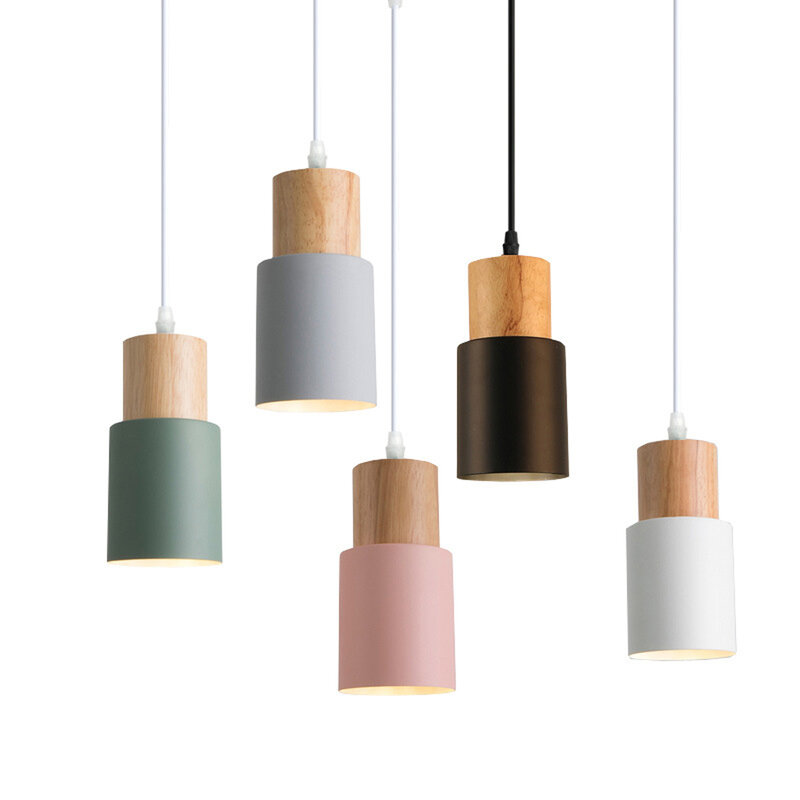 Modern Metal Shade Pendant Lights Macaloon Pendant Lamp For Kitchen Dining room Decor Wood Cord Hanging Lamp Light Fixtures