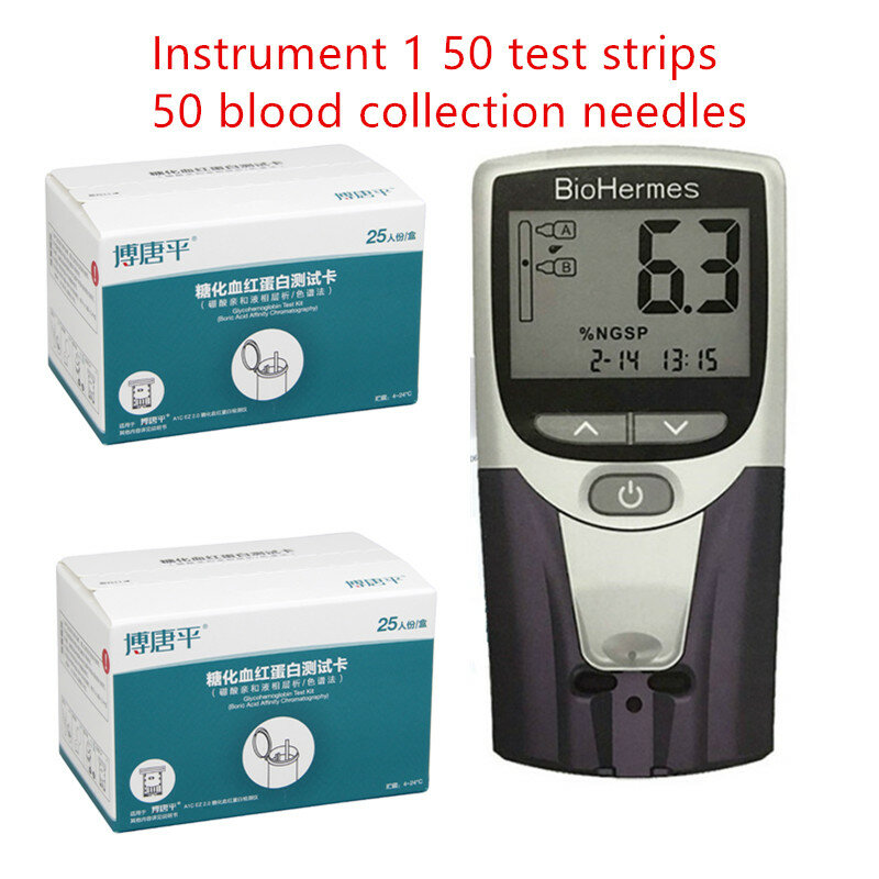 Biohermes Rapit Test กระเป๋าแบบพกพา Hba1c Analyzer Meter กลุ่มอุปกรณ์ทดสอบ Glucose Test Strips ทดสอบน้ำตาล