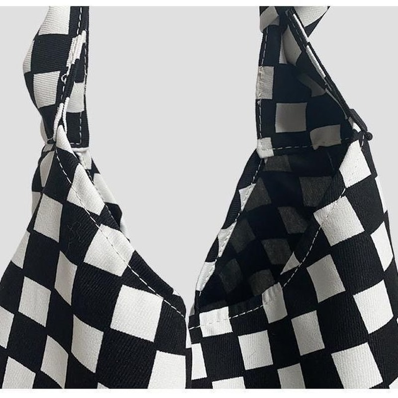 Xiuya Big Canvas Bag Vintage 2022 Fashion Plaid Print Bolso Mujer Casual All-match Korea Checkerboard Large Shopping Tote Bag