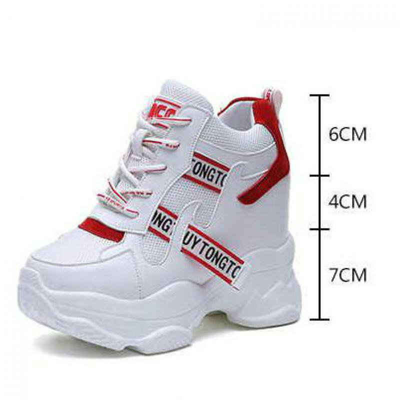 Zapatillas Altas con Plataforma Blancas para Mujer, Calzado de Aumento de Altura, Botines de Baloncesto, 2020