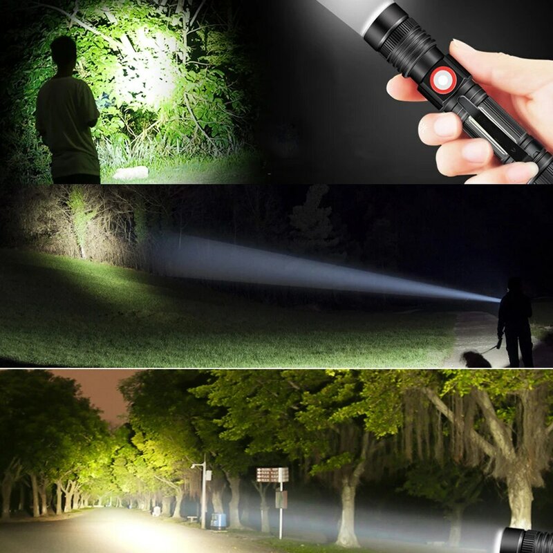 8000LM USB Aufladbare Taschenlampe Magnetische led-taschenlampe Super Helle mit Cob Seitenlicht Wasserdichte Zoomable Taschenlampe für Camping