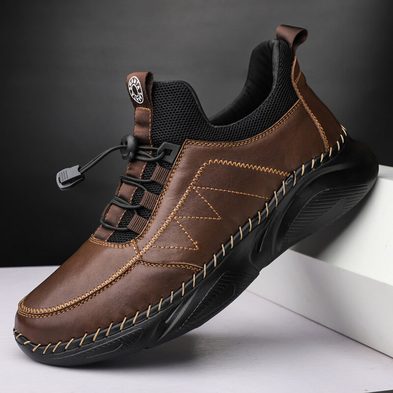 Sapatos casuais de couro genuíno de alta qualidade luz outono inverno tênis ao ar livre 2021 masculino botas de caminhada sapatos masculinos