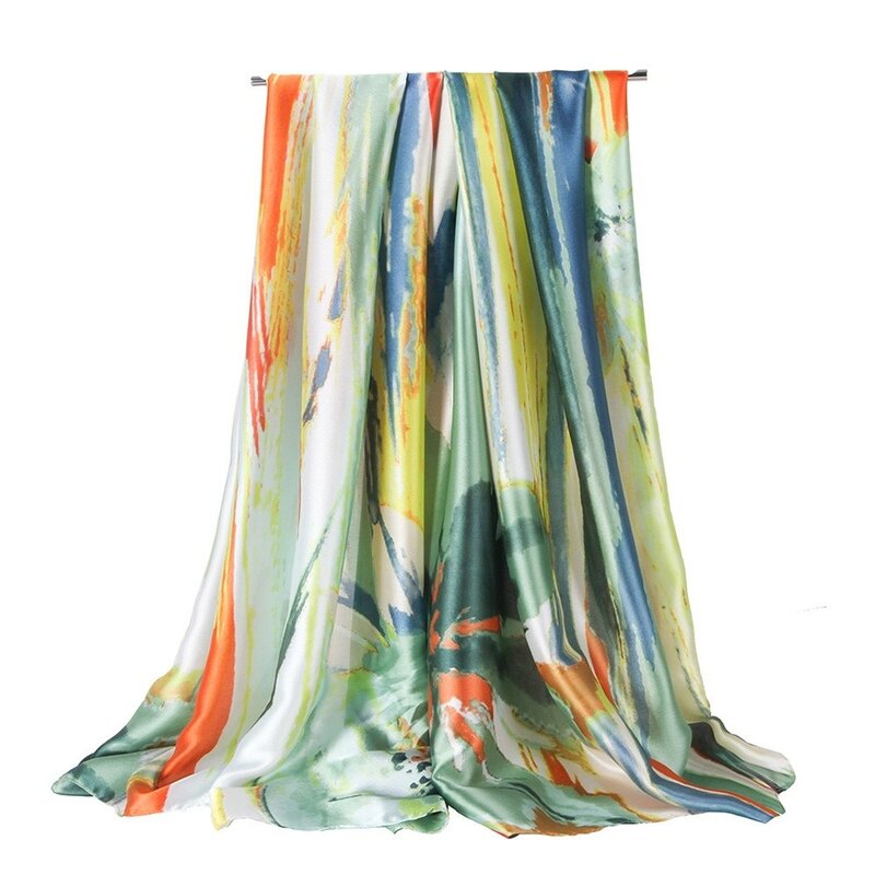 Женский шёлковый шарф с принтом, 180x90 см