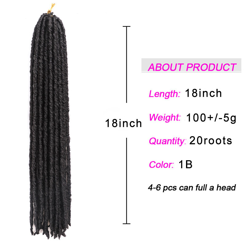 18Inch Goddess Faux Locs Straight Gypsy Locs Crochet Hair Ombre Crochet Braids Dreadlocks Pre-Looped Synthetic Hair Extensions