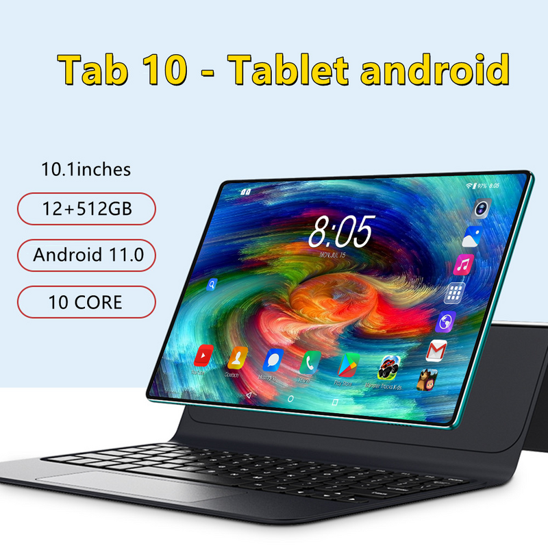 Tab 10 Tablet nuovissimo da 10 pollici 12GB RAM 512GB ROM Tablete Android 11.0 Tablet Dual Sim GPS Tablet 10 Core 5G Network Tablette