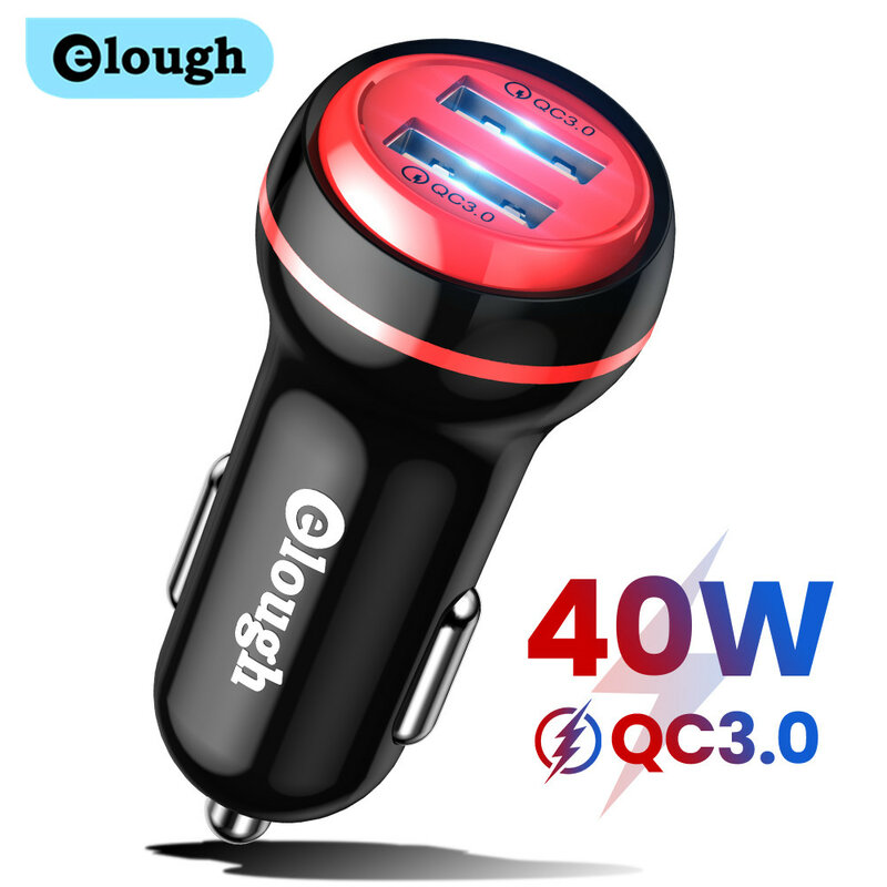 Elough-듀얼 USB 자동차 충전기, 고속 충전 3.0 QC3.0 PD c형 자동차 USB 충전기, 아이폰 샤오미 삼성용