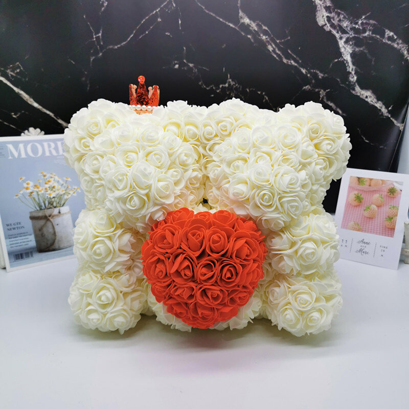 Valentines Day Gift For Husband Couple Girlfriend  Him Women San Valentin Artificial Flower Rose Bear Rose Teddy Bear Party Deco