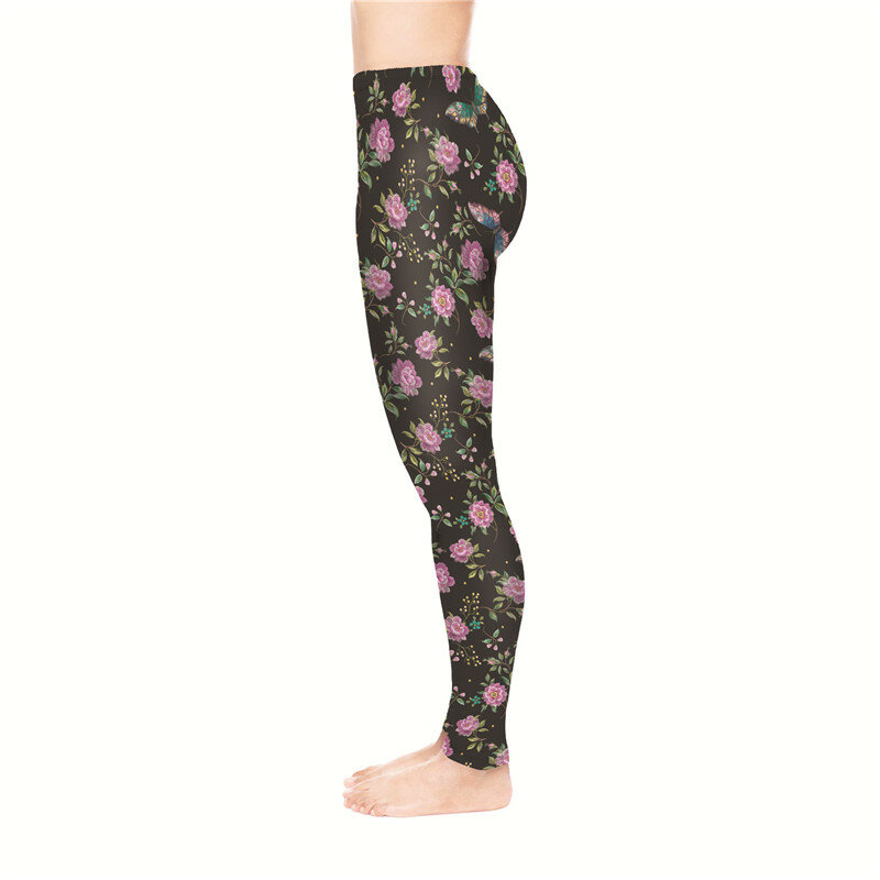 DeanFire Super Soft Fashion Flowers Print Fitness Leggins Sexy Silm Pants Ankle Length Women Leggings