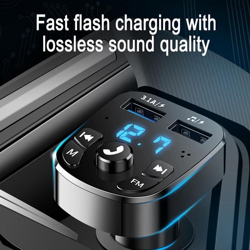 Auto Fm-zender Bluetooth Carkit Handsfree Fm Modulator Draadloze Auxiliary Car Radio Zender MP3 Speler Usb Auto