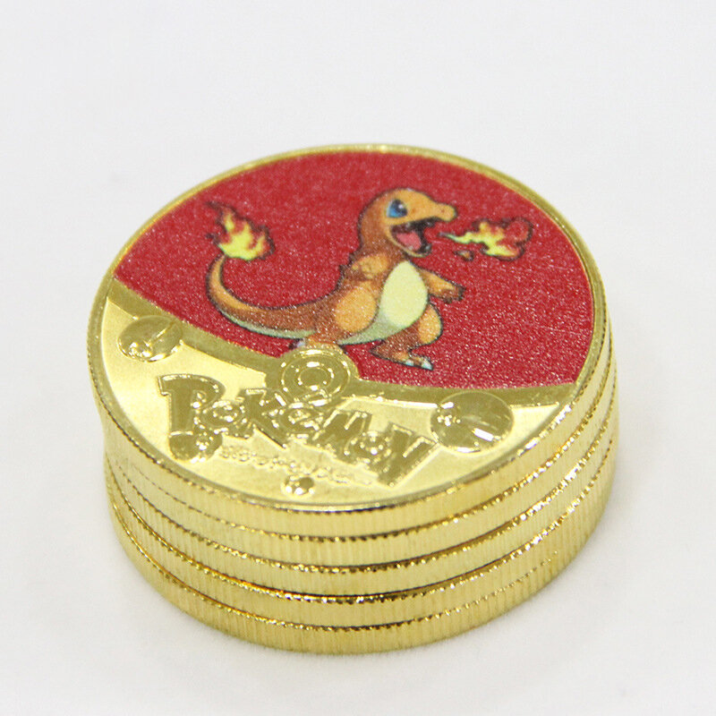 Pokemon Pikachu Coins Charmander Tupai Bulbasaur Medali Bahan Logam Peringatan Koleksi Mainan Hadiah untuk Anak-anak