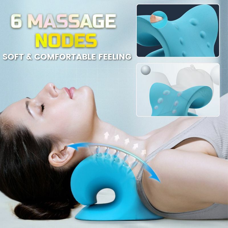 Almohada de masaje para cuello, hombros, cervicales, dispositivo de tracción quiropráctica, almohada de masaje para alivio del dolor, masajeador corporal para cuello