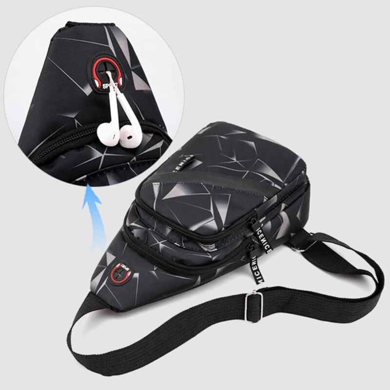 2-Layer Travel Chest Bag Leisure Multifunction Nylon Messenger Bag Lightweight Crossbody Bag Outdoor