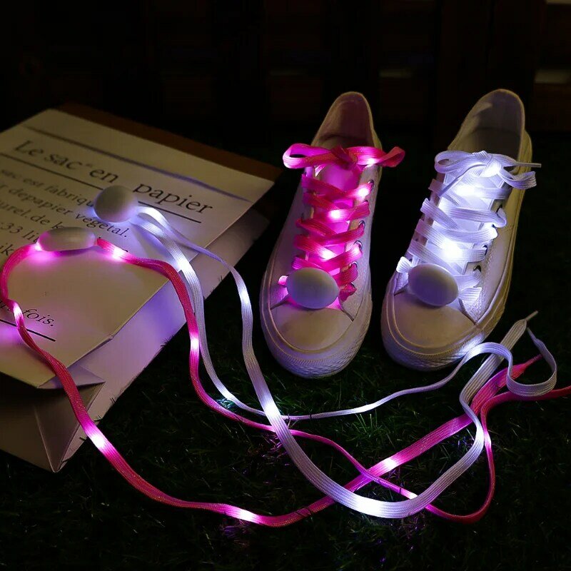 Cordones luminosos rosas que brillan en la oscuridad, zapatillas de deporte, zapatos deportivos, cordones Led luminosos de nailon, hombres y mujeres