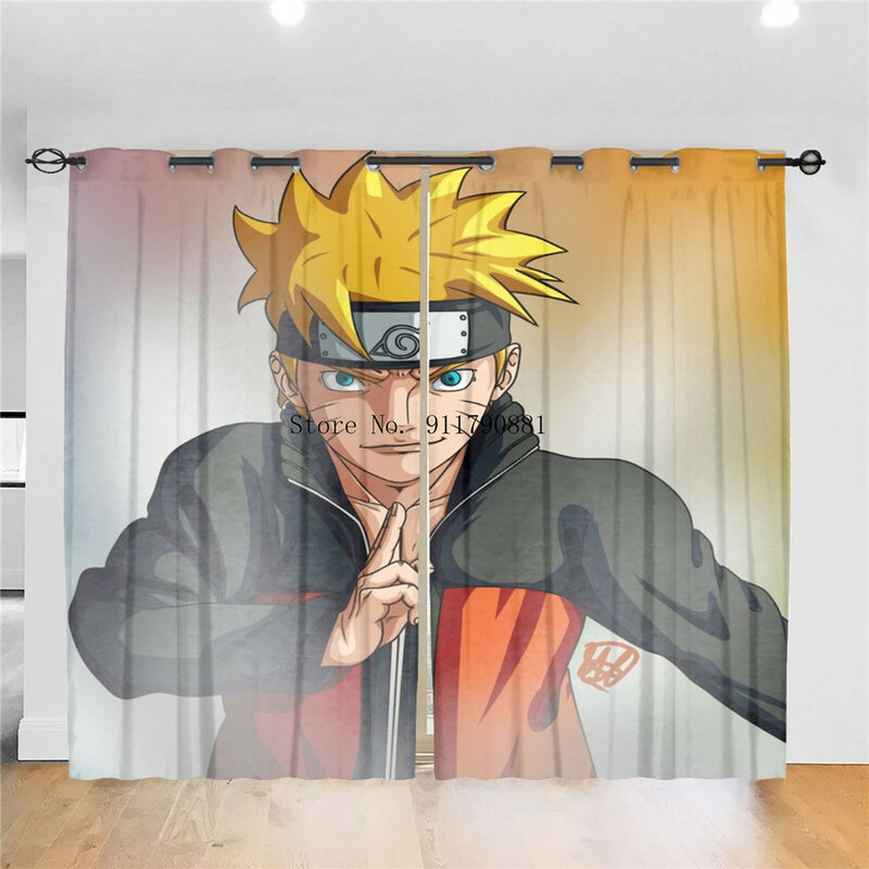 3D Anime Naruto Cartoon Curtain Children Boy Gift Living Room Bedroom Kitchen Computer Room Brushed Blackout Curtain Blanket