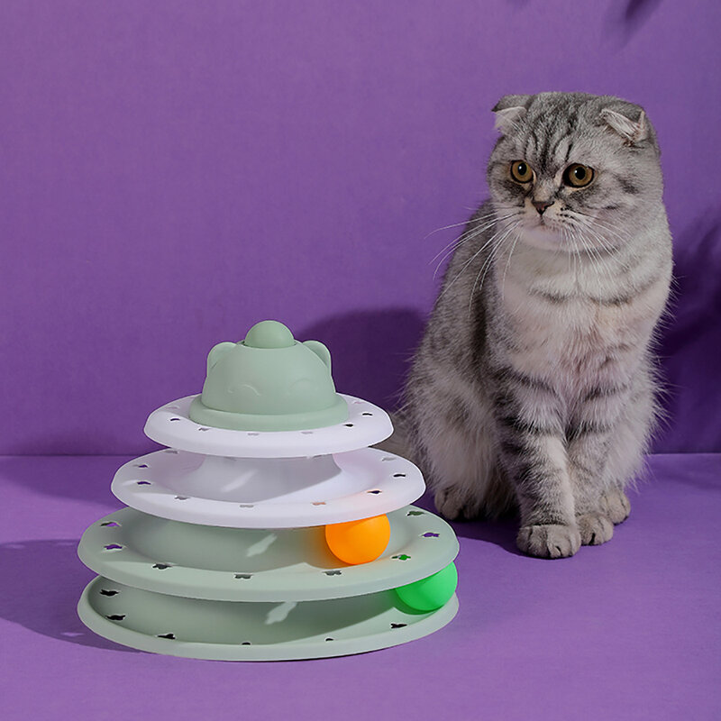 Quatro camadas gato brinquedo torre faixas gato brinquedos interativos gato inteligência treinamento placa de diversões jouet chat juguetes para gatos