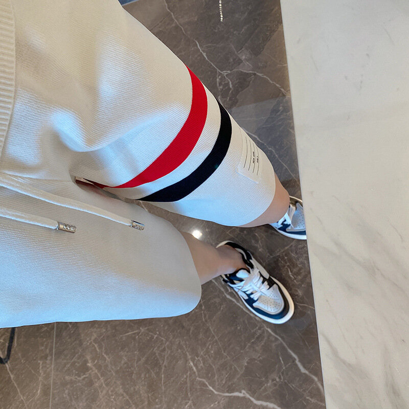TB Color Woven Shorts Loose Summer Outerwear Casual Sports Trendy Brand Thin Red, White, and Blue Guard Pants Capris
