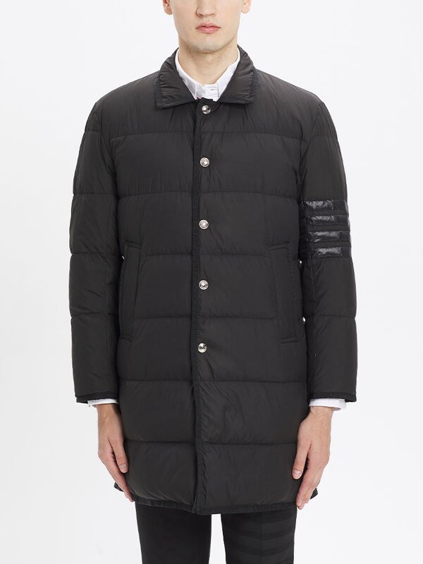 TB THOM-chaquetas clásicas para hombre, 4 barras térmico de Abrigo acolchado, marca de moda, Chaqueta larga holgada para hombre