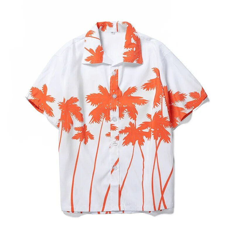 2022 nova camisa havaiana masculina de manga curta 3d moda impressa camisas para homens casual solto t tops camisa de rocha