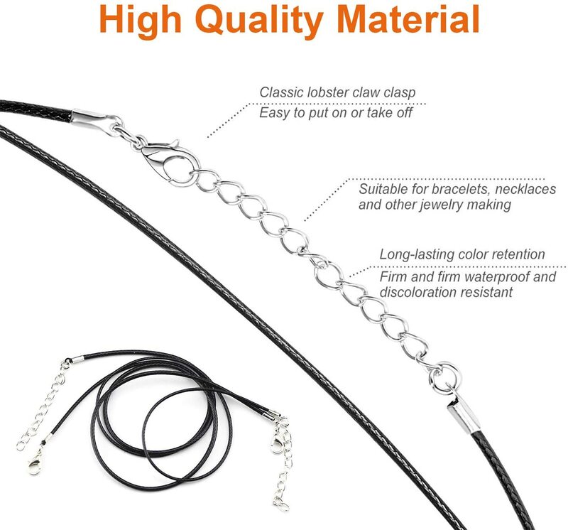 50 Pcs Gewachste Halskette Schnur Gewachste Leder Schnur Seil mit Karabiner Verschluss Groß für Schmuck Machen Kette String DIY zubehör