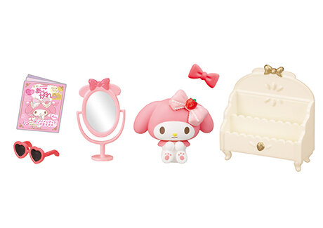 Japan CANDY SPIELZEUG Re-ment Melodys Erdbeere Haus Miniatur Sanrios Dressing Zimmer Kapsel Spielzeug Gashapon Kinder Spielen Haus