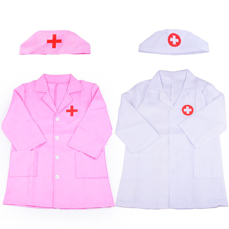Children's Doctor Nurse Role Play Costume Halloween Party Coat White Robe Nurse Uniform